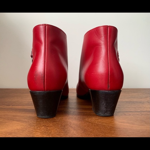 Saint Laurent Red Monk Strap Ankle Boots 38 - Picture 5 of 16